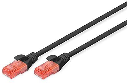 Digitus LAN Cable Cat 6 – 1 m – U/UTP Unshielded – 1 Gbit/s – 250 MHz – PoE++ – AWG 27/7 – LSZH – RJ45 Network Cable – Patch Cable – Compatible with Cat6A and Cat5e – Black
