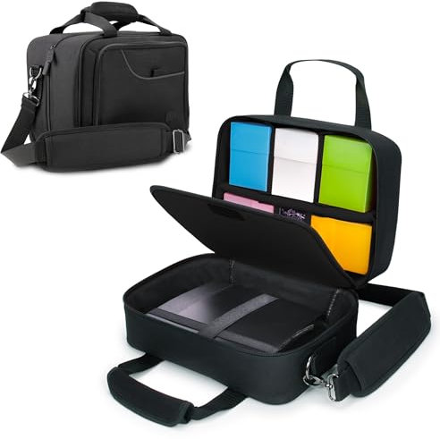 USA Gear Kartendeck-Aufbewahrungstasche, kompatibel mit TCG- und CCG-Kartenspielen – Kartenschutztasche mit Riemen, Anpassbarer Innenraum – Passend für Boxen und lose Karten – Schwarz