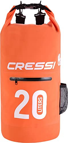 Cressi Premium Bolsa Seca Impermeable Multiuso con Bolsillo Zip y Portabotellas, Unisex Adulto, Naranja, 20 L