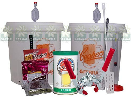 KIT FERMENTAZIONE COOPERS PER BIRRA CON 2 CONTENITORI + MALTO 23 LT + TAPPATRICE