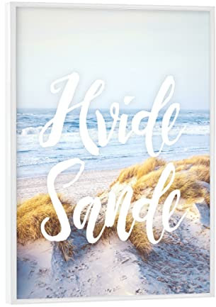 artboxONE Poster mit weißem Rahmen 18x13 cm Typografie Hvide Sande - Bild Hvide Sande Erholung Fernweh