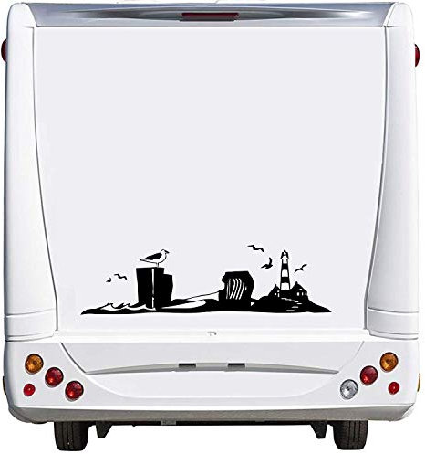 SUPERSTICKI Nordsee Skyline Wohnwagen Caravan Camping Holiday Urlaub ca. 60cm Aufkleber Autoaufkleber Sticker Womo Wowa