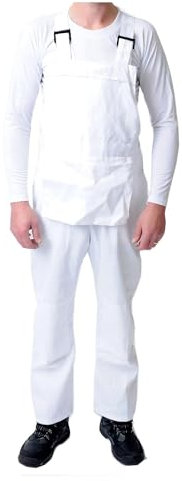 GRS Bib and Brace Dungaree Overalls Painters Suit for Decorators Builders, White, S