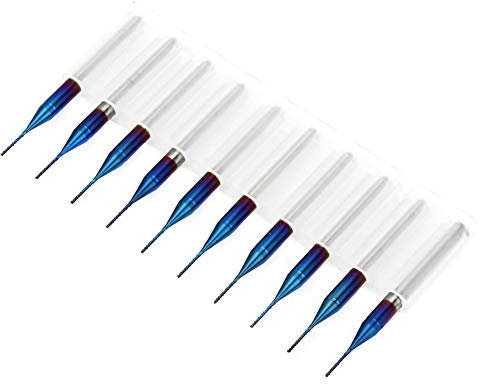 10 stücke Wolframfräser Blau Beschichtet Spiralfräser Fräsmaschine Cutter Bohrer CNC Fräser Set Werkzeug(0.5mm)