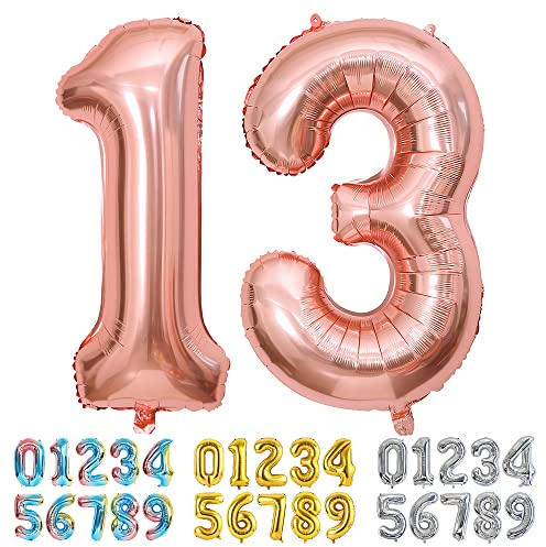 Ponmoo Luftballons Zahlen 13/31 Rosegold, Riesen Nummer 0 1 2 3 4 5 6 7 8 9 10-19 20-29 30-39 40 50 60 70 80 90 100, groß Folienballons für Hochzeit Jubiläum, Geburtstagsballons Party Dekoration
