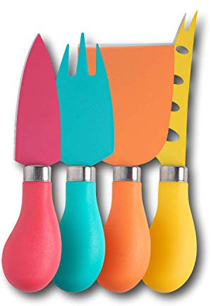 Taylors Eye Witness 4pc Cheese Knife Set - 4 Piece Coloured Cheese Knife Set, Super Sharp Blades & Ergonomically Designed Soft Grip Handles for Comfort. 2 Year Peace of Mind
