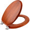 Angel Shield Antibacterial Wooden Soft Close Toilet Seat with Quick Release Adjustable Hinges Toilet Seat Easy Clean and Assembly for Bathroom 45 x 37 x 5.2 cm (Antique Pine)