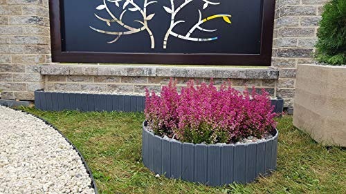 KAGM Beetumrandung Beeteinfassung Rasenkante Baumring Gartenpalisade [6,00 /Meter] | Anthrazit