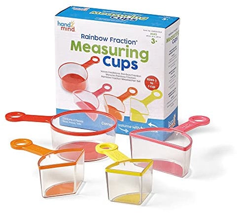 hand2mind HM93439-UK Rainbow Fraction Measuring Cups (Set of 4), Multi