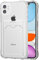 DEFBSC Case for iPhone 12, Transparent Back Card Holder Phone Case, Ultra Slim Soft TPU Shockproof Clear Case with Card Slot for Back of Phone - White