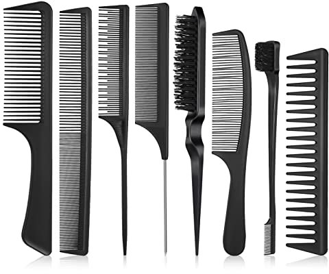 Tao Pipe 8 Stück Toupier Bürste und Kamm Set, Doppelkanten Haarbürste, Pflege Kanten Bürste, Robuster Rattenschwanz Kamm für Friseurin, Frauen, Baby, Kinder