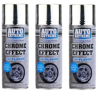 PEBBLE HUG 3x Chrome Effect Gloss Multi-Purpose Aerosol Spray Paint - Fast-Drying, Durable Finish, Versatile Application, Perfect For DIY Enthusiast 400ml (Pack of 3)
