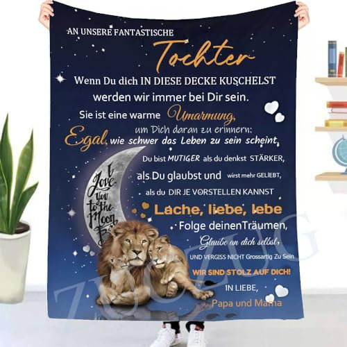 ZUCZUG Kuscheldecke Flauschige Personalisierte Geschenke Decke an Unsere Tochter von Papa und Mama, Super Weiche Flanelldecke Wohndecke für Couch Bett, TV-Decke Geburtstag, Weihnachten