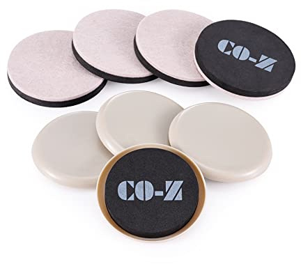 CO-Z Felt Furniture Sliders - 8 Pack with 4 Plastic & 4 Felt Sliders, 3 1/2 Reusable Furniture Sliders for Carpet Hardwood Floors, Heavy-Duty Furniture Gliders Movers, Moving Pads for Heavy Furniture