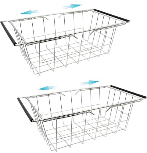 Orgneas Expandable Chest Freezer Basket, Stainless Steel Hanging Deep Freezer Organizer Bins Adjustable Handles (16.5 ~ 20) Wire Basket Storage Rack, Fits 5 Cu.FT and 7 Cu.Ft Chest Freezer