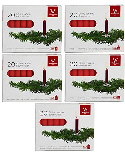 DecoLite Baumkerzen 9,6 cm, Brenndauer 1,5h, Rot, 100 Stück | Made in Germany, RAL-geprüft, durchgefärbte Christbaumkerzen, ruß- & tropffrei, für handelsübliche Kerzenhalter