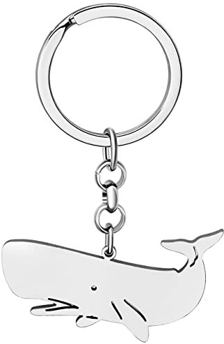 LONYOO Eleganter Ozean Wal Schlüsselanhänger Schmuck Edelstahl Wal Geschenke für Frauen Mädchen Autoschlüssel Charms (Versilbert Pottwal)