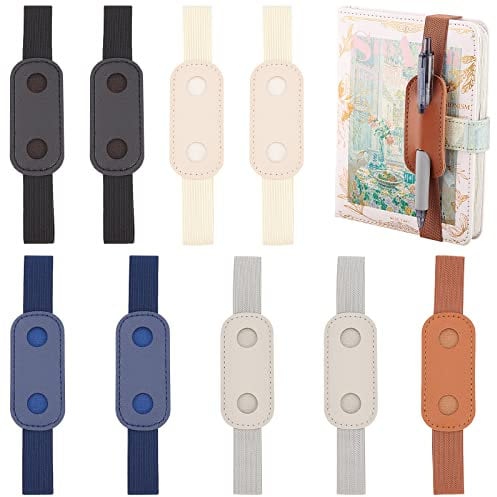 FINGERINSPIRE 10 pcs Elastic Band Pen Holder 5 color Portable Pen Sleeve Pouch PU Leather Elastic Detachable Fountain Pen Holder for Book, Journals, Notebooks and Planner(Fit 20~35cm Book
