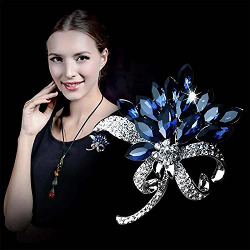 Wendalern Broche Fleur En Strass Broche Fleur En Cristal Bleu Broche Classique Mariage Mariage Corsage Bouquet Épingle De Revers Foulard Vintage Châle Vêtements Accessoires Bijoux Pour Femmes Filles