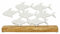 Spetebo Maritimer Deko Aufsteller Fischschwarm - 30 x 16 cm - Fische aus Metall mit Mangoholz Fuß - Tischdeko Ständer Fische auf Holz Standfuß