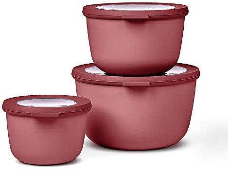 Mepal - Multischale Cirqula Round Set 3-teilig - Vorratsdosen mit Deckel - Geignet als Aufbewahrungsbox, Kuhlschrank, Gefrierschrank & Mikrowellengeschirr - 500 ml, 1000 ml & 2000 ml - Vivid Mauve