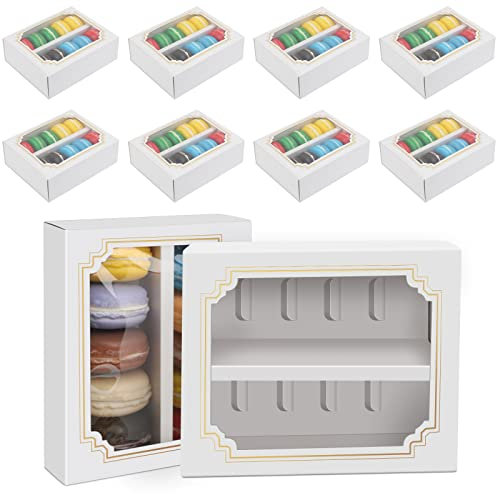 MUXItrabe Macaron Box 12 Stück 10 Cavity Cupcake Muffin Box Gebäckkarton Kuchen Transportbox mit Klarem Fenster für Cupcake Kekse Süßigkeiten Kleine Brote Donuts Muffins