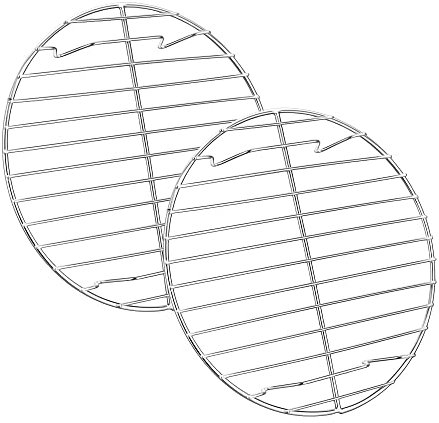 Joyfair Lot de 2 grilles de refroidissement rondes en acier inoxydable - Pour cuisson à la vapeur - Sain et durable - Passe au four et au lave-vaisselle - Métal argenté - 23 cm