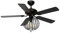 Qazqa - Industrie I Vintage I Deckenventilator mit beleuchtung schwarz mit Holzaufdruck 107,5 cm mit Zugschalter - Mistral Johanna I Wohnzimmer I Schlafzimmer - Stahl Rund - LED geeignet E27