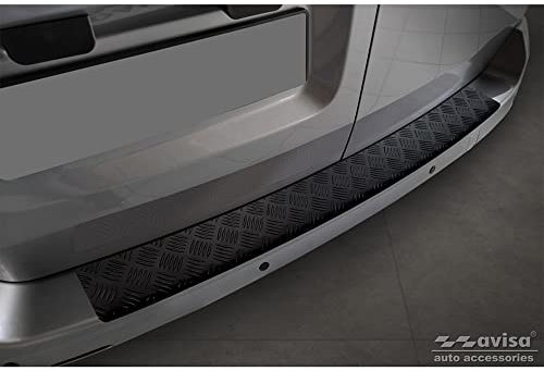 Matt-Schwarz Alu Heckstoßstangenschutz kompatibel mit Citroën SpaceTourer/Jumpy & Peugeot Traveller/Expert & Toyota Proace Verso 16- & Opel Vivaro/Zafira Life 19- (mit lackiertem Stoßstangenoberteil)