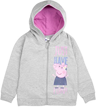 United Labels Peppa Pig – Just Have Fun – Felpa con cappuccio per ragazze con cerniera e stampa glitterata, colore grigio, grigio., 98-104