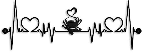 Kas Home Coffee Cup Wall Decor, Iron Metal Wire Silhouette Signs Wall Art for Bar Shop Kitchen Dinning Restaurant Wall Hanging Plaque Décor