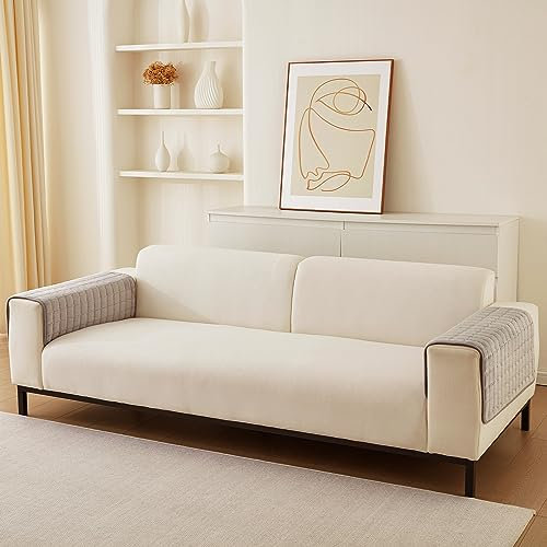 Flanell Sofabezug 1 2 3 4 Sitzer Sofabezüge Couch Überzug L Form Ecksofa Sofa Couch Überwurfdecke, Sofahusse Sofaüberwürfe rutschfest Sofa Abdeckung (Beige, 70 * 70cm Stückweise Verkauft)