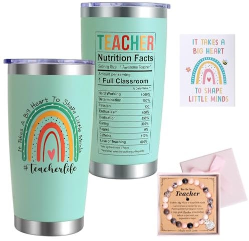 YONTINY Teacher Gifts for Women, 20oz Personalised Teacher Travel Mug Best Thank You Teacher Gifts Funny Teacher Leaving Gifts Teacher Appreciation Gifts for Teacher from Students End of The Year
