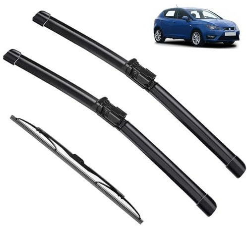 Autowischer kompatibel mit SEAT Ibiza 6J 2008–2012, Auto-Wischerblätter vorne und hinten, weiche Gummi-Scheibenwischer, automatische Windschutzscheibe, 24 Zoll + 16 Zoll + 14 Zoll, 2009 2010 2011 (Co