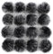 12 Stk 10-11cm Kunstfell Pompons, Kunstfell Bommeln zum Basteln, Künstliche Fellbommel Flauschige Bommel Pom Pom zum Basteln DIY Handwerk Mützen Handschuhe Tasche Anhängern Dekor,Frostiges Schwarz