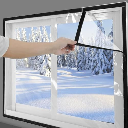 Transparente Fenster-Isolierfolie,Wärmeschutzvorhang,Thermo Vorhang Isolier Schutz Panel,Kälteschutz Fensterisolierung,Multifunktions Dichtung Plane Für Fenster,Wasserdicht (60cm x 100cm)