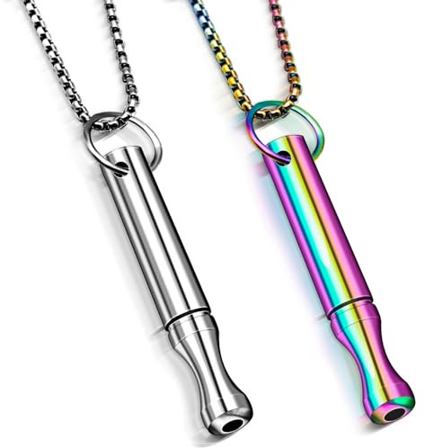WKxinxuan Breathing Necklace Breathing, 2 Pcs Stress Relief Mindful Necklace for Anxiety Relief, Meditation, Anxiety Gift for Women Men, Color+Sliver