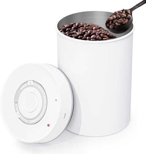 Minidiva Smart Vacuum Container, Automatic Electric Airtight Glass Jar for Food Coffee Storage Meal Prep (White-1800ml-1)