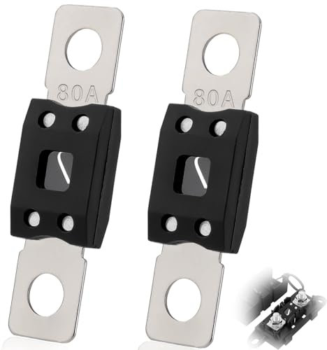 SWTYExt Kfz Sicherungen Mega Sicherung Hochstromsicherung 80A Ampere bis 58V DC Schraubsicherung Schwarz Flachsicherungen für KFZ Auto LKW PKW Wohnwagen Baufahrzeuge Busse (2 Stück)