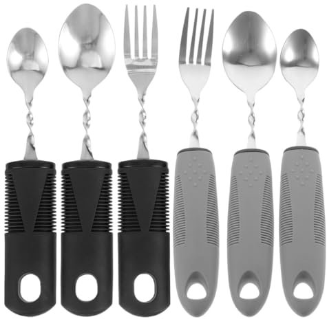 Gatuida Utensilios Adaptables 6 Uds. De Utensilios Ponderados Mangos Antideslizantes Cubiertos Ponderados Para Personas Mayores Agarre De Mano Débil Mano Para Discapacitados