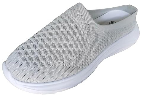 Schuhe Mit Rollen Damen Hohl Mesh Casual Halbe Hausschuhe Slip On Fliegen Weben Schuhe Große Hausschuhe Weibliche Weiße Keilabsatz Schuhe Damen (Grey, 41)