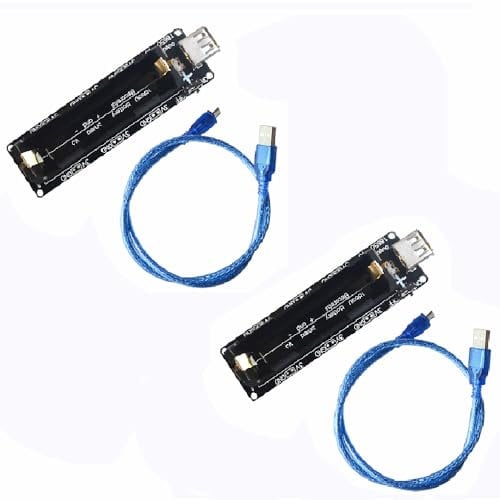 2 Stück Akku-Schildplatine, 5 V – 8 V Micro-USB-Ladegerät, 18650 Batterielade-Schild, Erweiterungsplatine mit Kabel, kompatibel mit Raspberry Pi 3