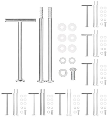 sourcing map 8 Set 3-Tier Cupcake Stand Hardware Handles, Zinc alloy Cake Plate Stand Handle Fittings with Screws for DIY Making Fruit Plate Cake Stand, T Shape Silver