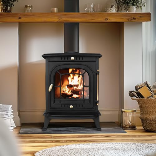NRG 7 KW Multifuel Stove Cast Iron Wood Burning Stove Eco Design Fireplace | Defra Approved, Freestanding