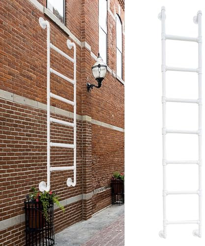 3-8 Rung Step Ladder - Wall Mounted Metal Ladder for Loft Attic, Anti-Slip Window Well Egress Ladder Basement Fire Climb Ladder Height Bunk Bed Step Ladder(145cm/57in)