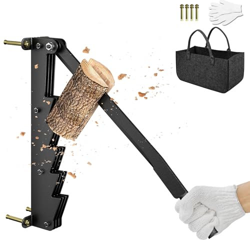 SUBTLETY Spaccalegna a mano montato a parete, spaccalegna in acciaio, spaccalegna da ardere con manico antiscivolo, per risparmiare lavoro, per attività all'aperto, campeggio