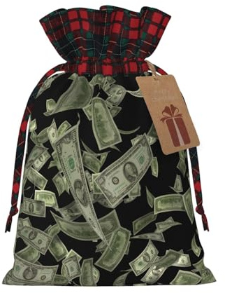 NBRIEU Reusable Gift Bag Money Print Dollar Sign Christmas Party Wedding Gift Bag