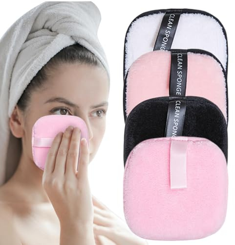 Make-up-Entferner-Pads, wiederverwendbar, 4 Stück, große, umweltfreundliche Mikrofaser-Pads für Gesichts-Make-up, perfekt zum Entfernen von Augen-Make-up, Foundation, Highlighter und Lippenstift