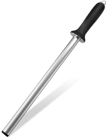 FRLONE Knife Sharpener Rod,12 Inches Diamond Sand Pro Knife Sharpening Steel,with Hanging Holes,for Kitchen Knives and Shears,Chefs Choice Tool(12inch)