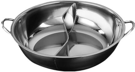 Sharplace Stainless Steel Pot with Divider,Divided Hotpot Cookware Soup Pot Cooking Pot Shabu Shabu Pot Double Flavor for Party Home, M